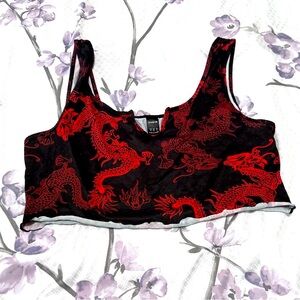 SHEIN Red and Black Dragon Crop Top